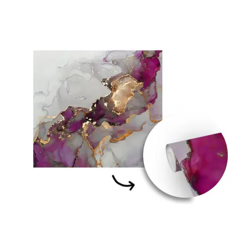 Marmer - Abstract - Goud - Paars fotobehang vinyl groot -3d