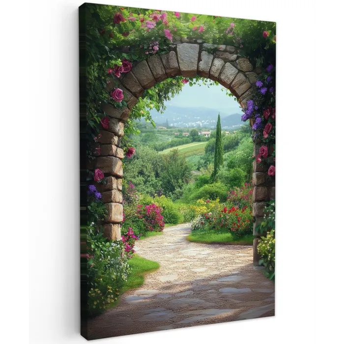 Doorkijk - Landschap - Bloemen - Pad - Uitzicht canvas 2cm klein -z3d