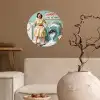 Retro - Blauw - Vrouw Wandcirkel behangsticker klein -sfeer1