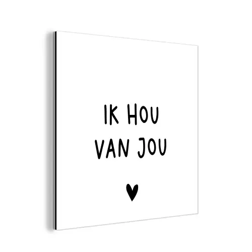 Spreuken - Ik hou van jou - Quotes aluminium wit klein -3d