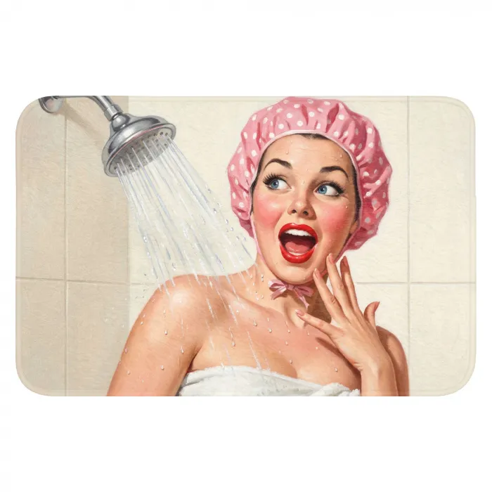 Vrouw - Douche - Roze Badmat klein -3d
