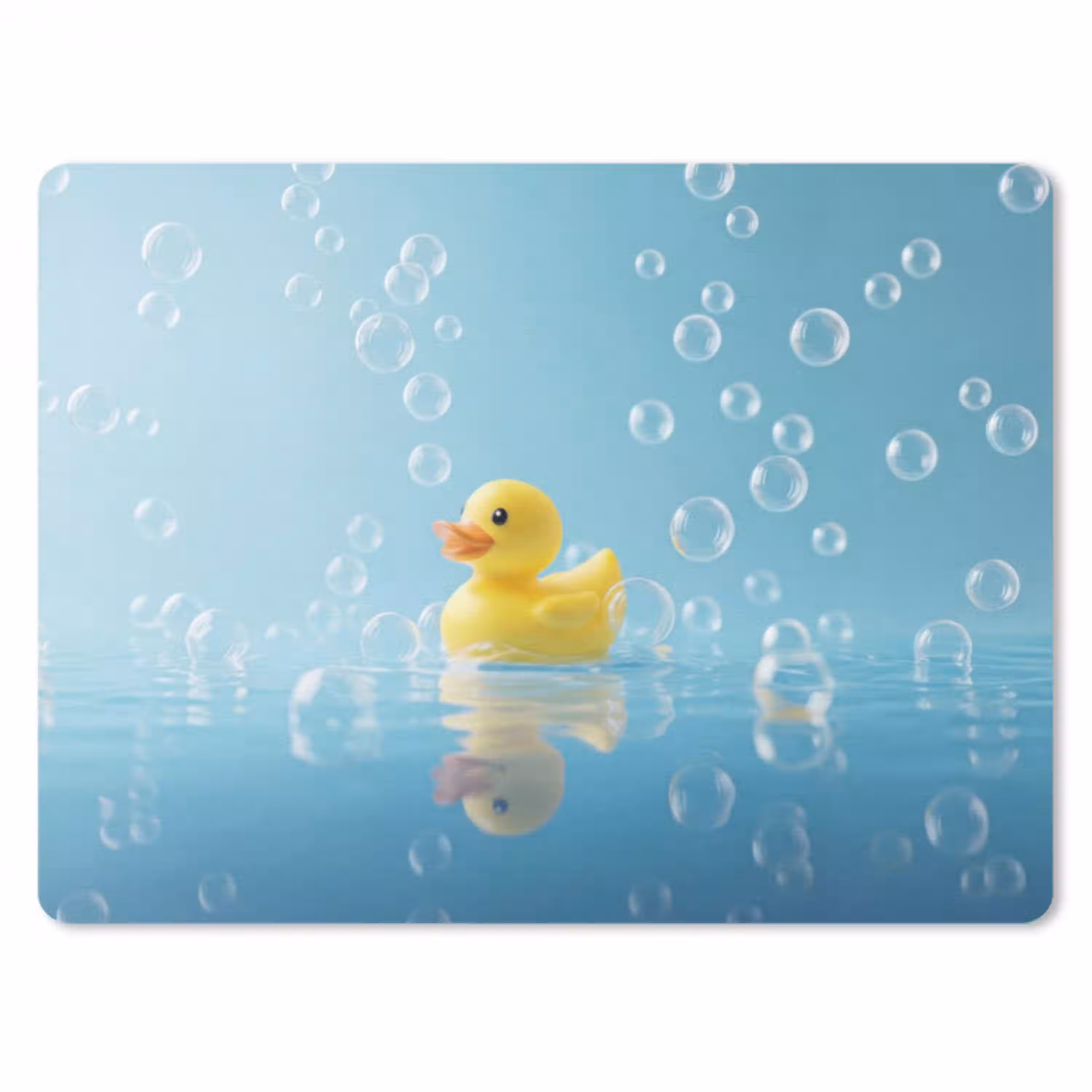 Bubbels - Badeend - Geel muismat rubber klein -3d