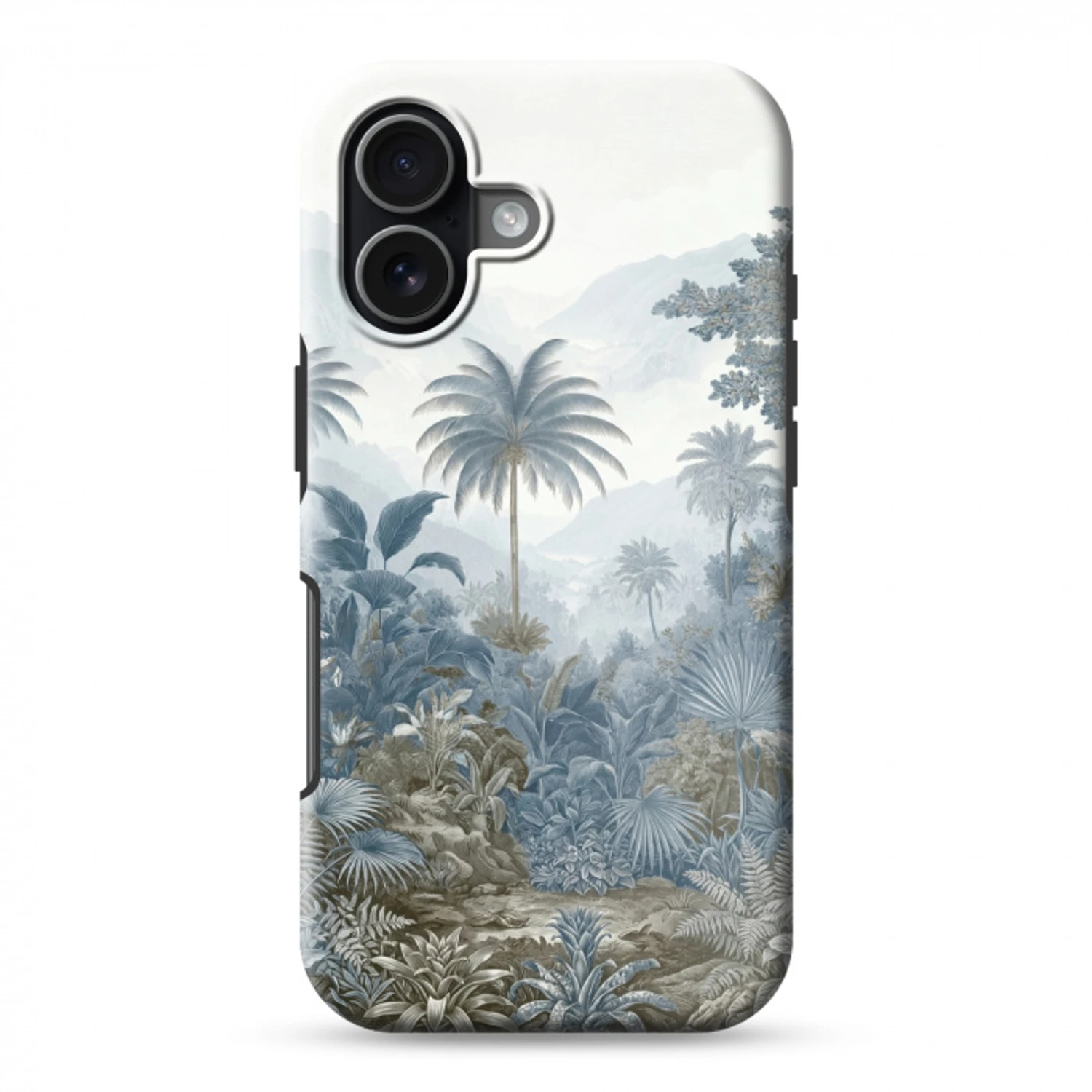 Jungle - Modern - Blauw - Groen Toughcase MagSafe Apple iPhone 17 klein -3d