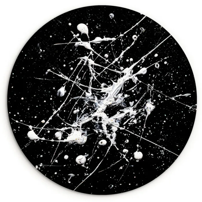 Verfspatten - Wit - Abstract - Explosie Wandcirkel kunststof plaat 5mm dik klein -3d