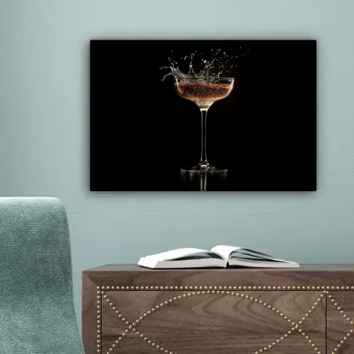 Cocktail - Zwart - Spetters - Glas canvas 2cm klein -sfeer4