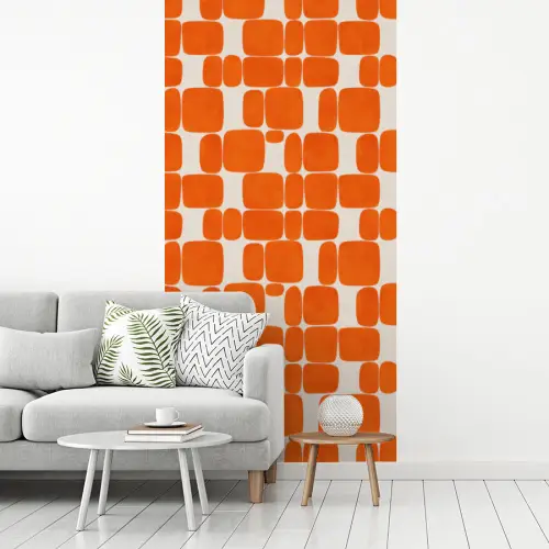 Patroon - Retro - Oranje fotobehang vinyl groot 64 -woonkamer