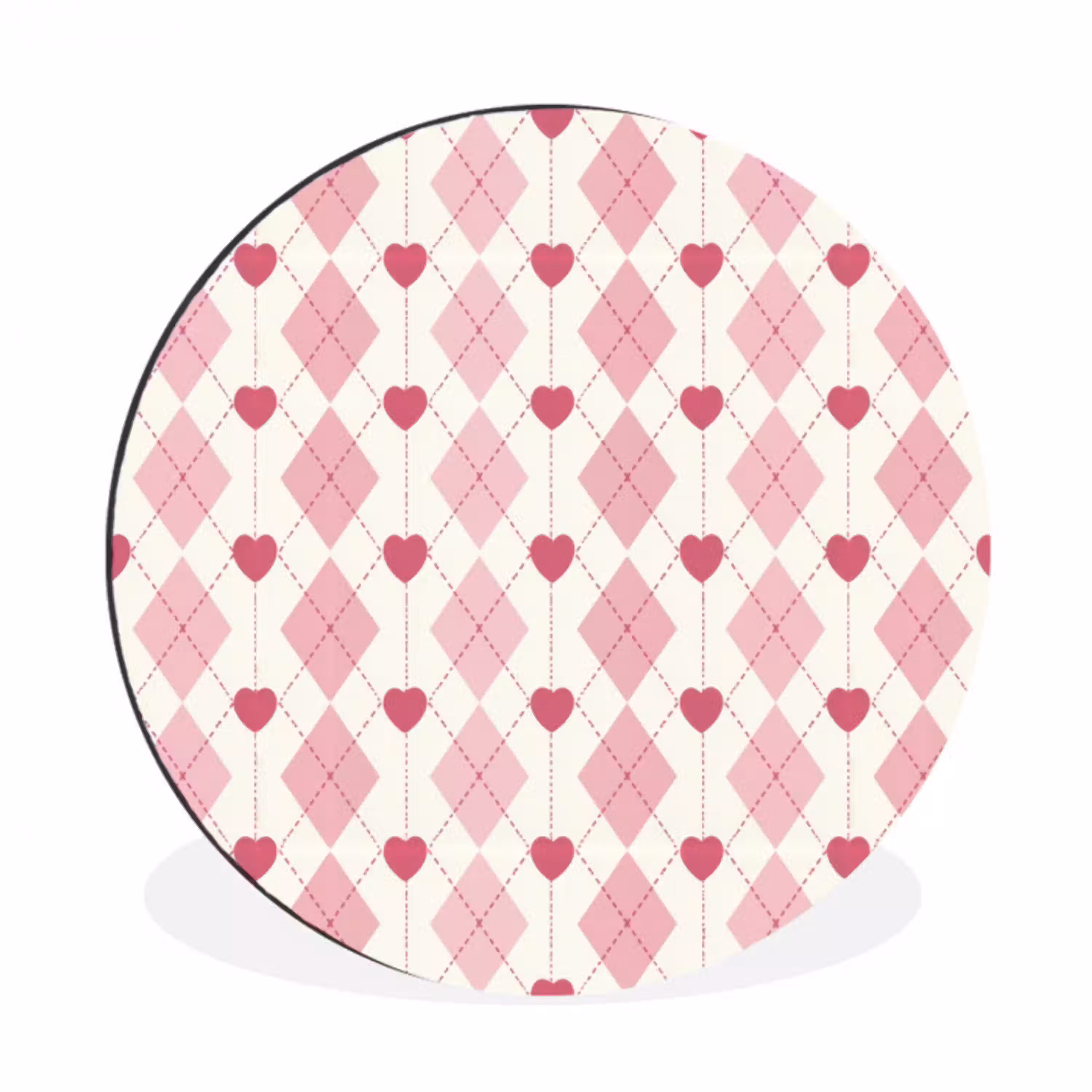 Ruiten - Klassiek - Roze - Wit Wandcirkel aluminium klein 190 -3d