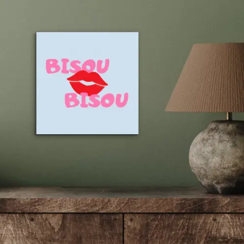Lippen - Bisou - Blauw aluminium wit klein -sfeer2