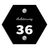 Effen - Zwart - Klassiek Naambord Hexagon klein -3d