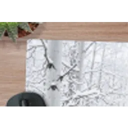 Berkenbomen - Sneeuw - Winter - Bos - Wit muismat rubber klein -closeup