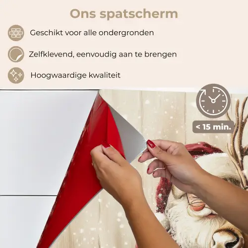 Kerstman - Rendier - Sneeuw - Kleurrijk keuken achterwand spatscherm klein -spatscherm_NL