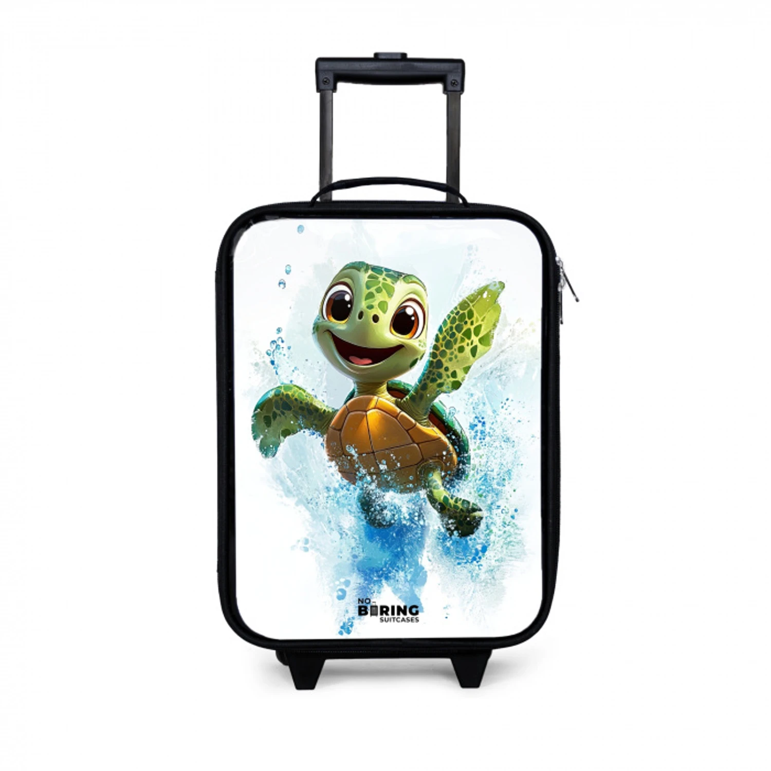 Schildpad - Water - Groen Kinderkoffer - Zwart klein -3d