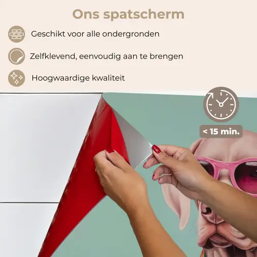 Hond - Overhemd - Bloemen - Bril keuken achterwand spatscherm klein -spatscherm_NL