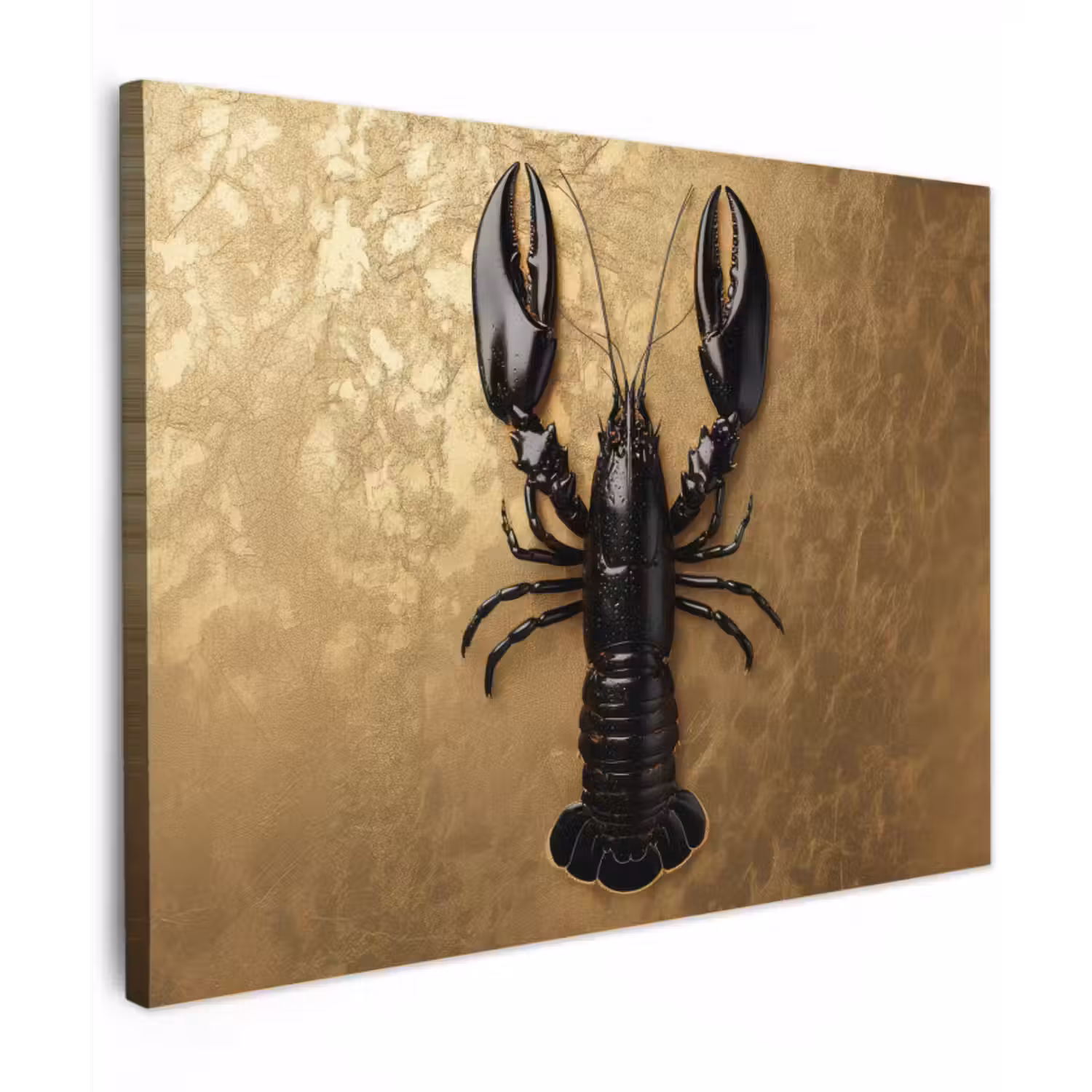 Canvas schilderij - Kreeft - Zwart - Goud - Luxe