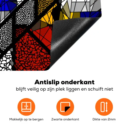Mondriaan - Glas in lood - Oude Meesters - Kunstwerk - Abstract - Schilderij Inductie beschermer vinyl 3mm klein -zzzzzzz-td-onderkant