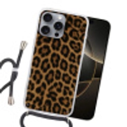 Pantervacht - Realistisch - Bruin Hoesje iPhone 16 Pro Max met koord klein -sfeer1
