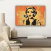 Retro - Vrouw - Koptelefoon - Oranje canvas 2cm klein -sfeer6