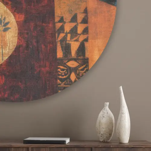 Silhouetten - Abstract - Zon - Maan Akoestische PET Vilt - Rond klein -sfeer5_closeup