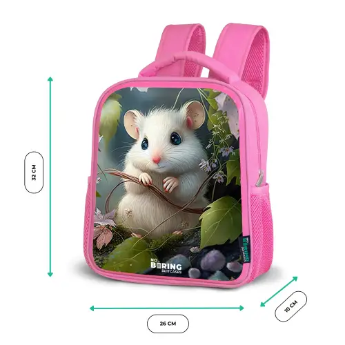 Muisje omringd door bladeren Kinderrugzak - Roze middel -productfoto_formaten