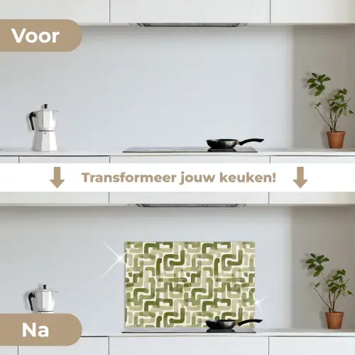 Modern - Grafisch - Groen keuken achterwand spatscherm klein 900 -voor_na_NL