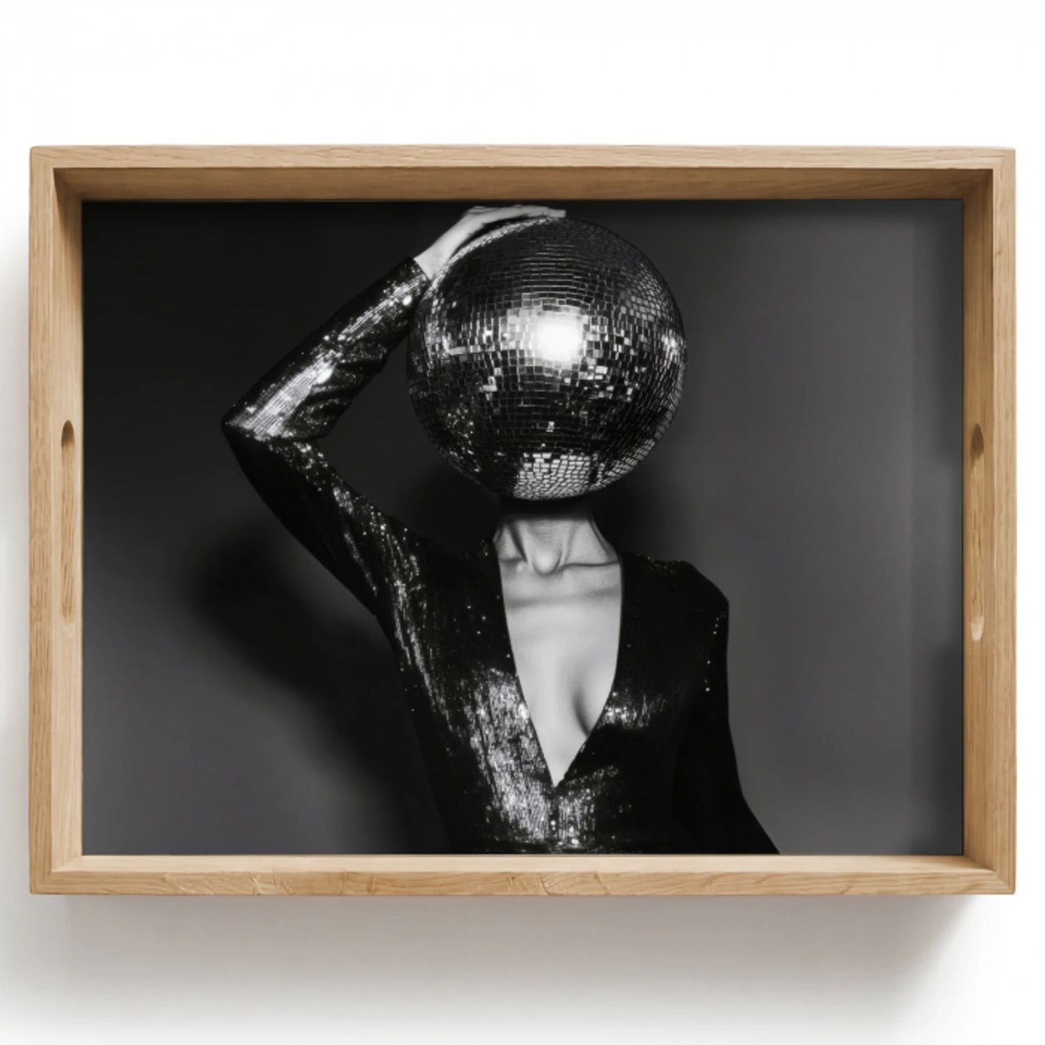 Discobal - Gezicht - Glamour - Zwart Dienblad Rechthoek middel -z3d_shopping