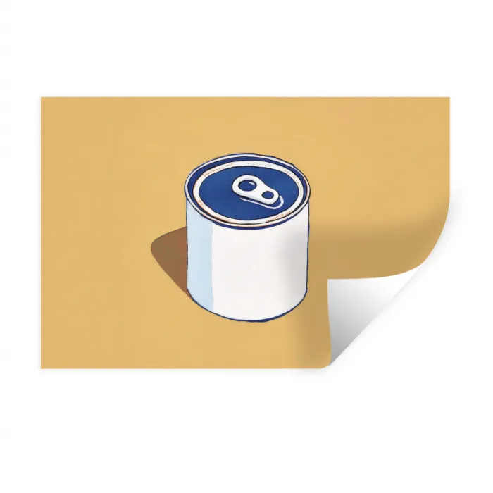 Blikje - Minimalistisch - Blauw - Illustratie Muursticker klein -3d