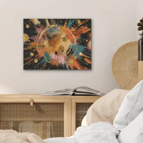 Explosie - Verfstructuur - Goud - Abstract PET vilt klein -sfeer3