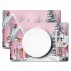 Kerstdorp - Roze - Winter - Sneeuw - Huizen Placemat vinyl groot -zzsfeer2_Kitchenyeah-website