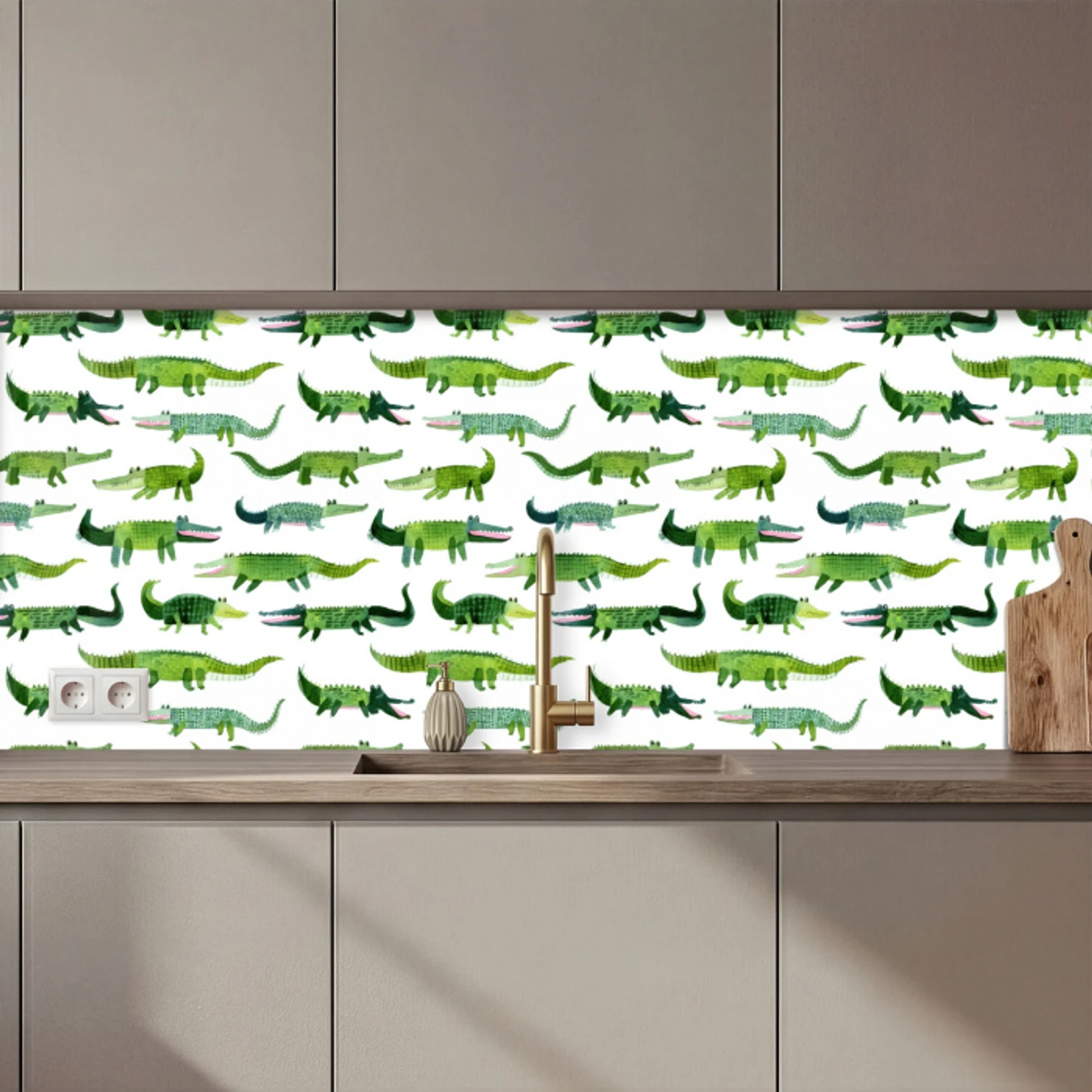 krokodillen - Speels - Groen keuken achterwand 2 middel 871 zz_3dshopping