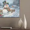 Sneeuwpop - Winterdorp - Kleurrijk PET vilt klein -sfeer6_closeup