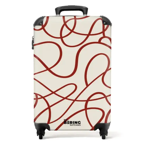 Donkerrode lijnen op beige achtergrond NBS - Handbagage koffer - Volwassenen Unisex middel -productfoto_recht