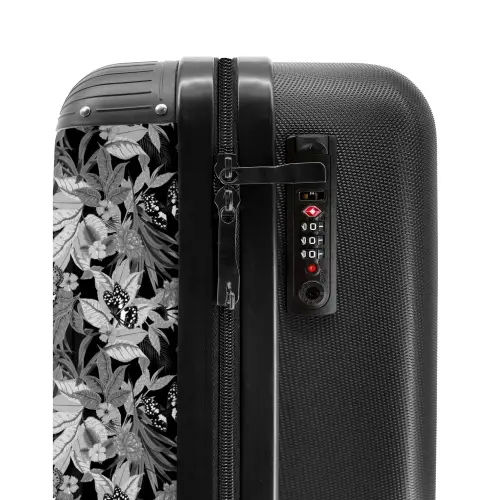 Tropisch vlinder patroon zwart wit NBS - Handbagage koffer - Kinderen Unisex middel -slot