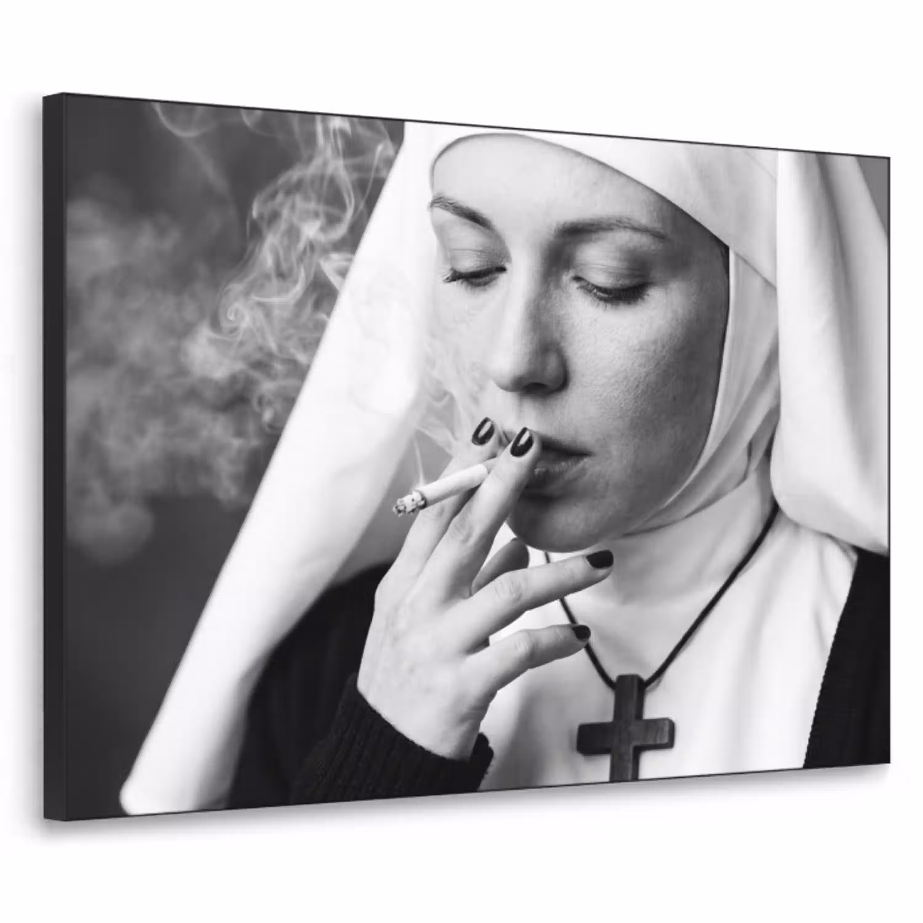 Non - Roken - Portret - Zwart - Wit - Rebels Textielframe zwart klein -3d
