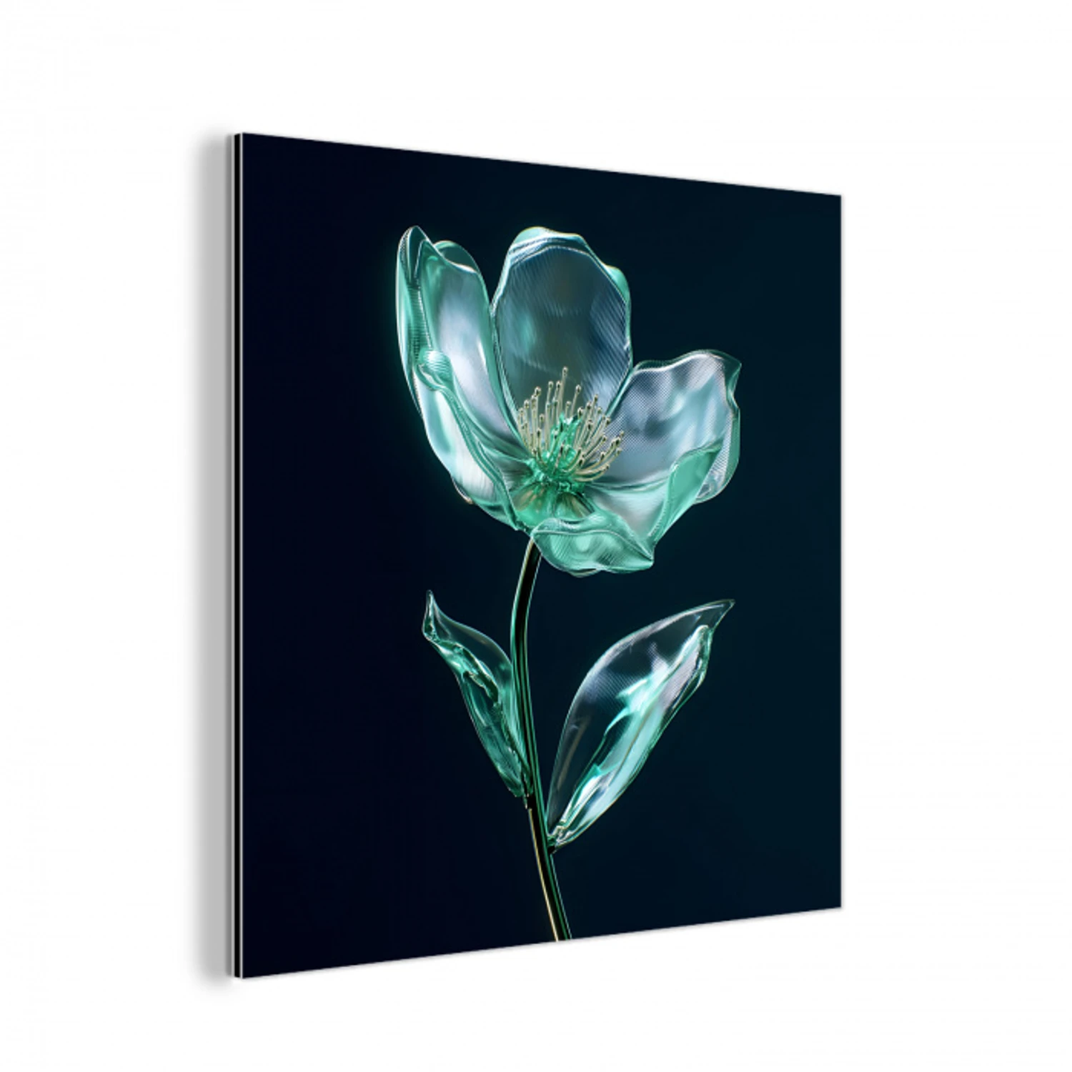 Bladeren - Bloem - Glazen - Donkerblauw aluminium wit klein -3d