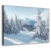 Winterlandschap - Natuur - Berg - Bomen - Sneeuw Textielframe zwart klein -3d