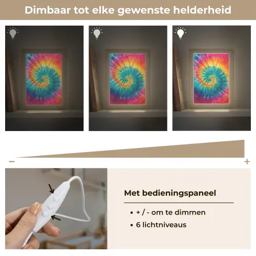 Regenboogkleuren - Tie dye - Light Box met kabel klein -USP_dimbaarNL