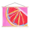 Grapefruit - Geschilderd - Roze - Strepen textielposter latten blank klein -3d