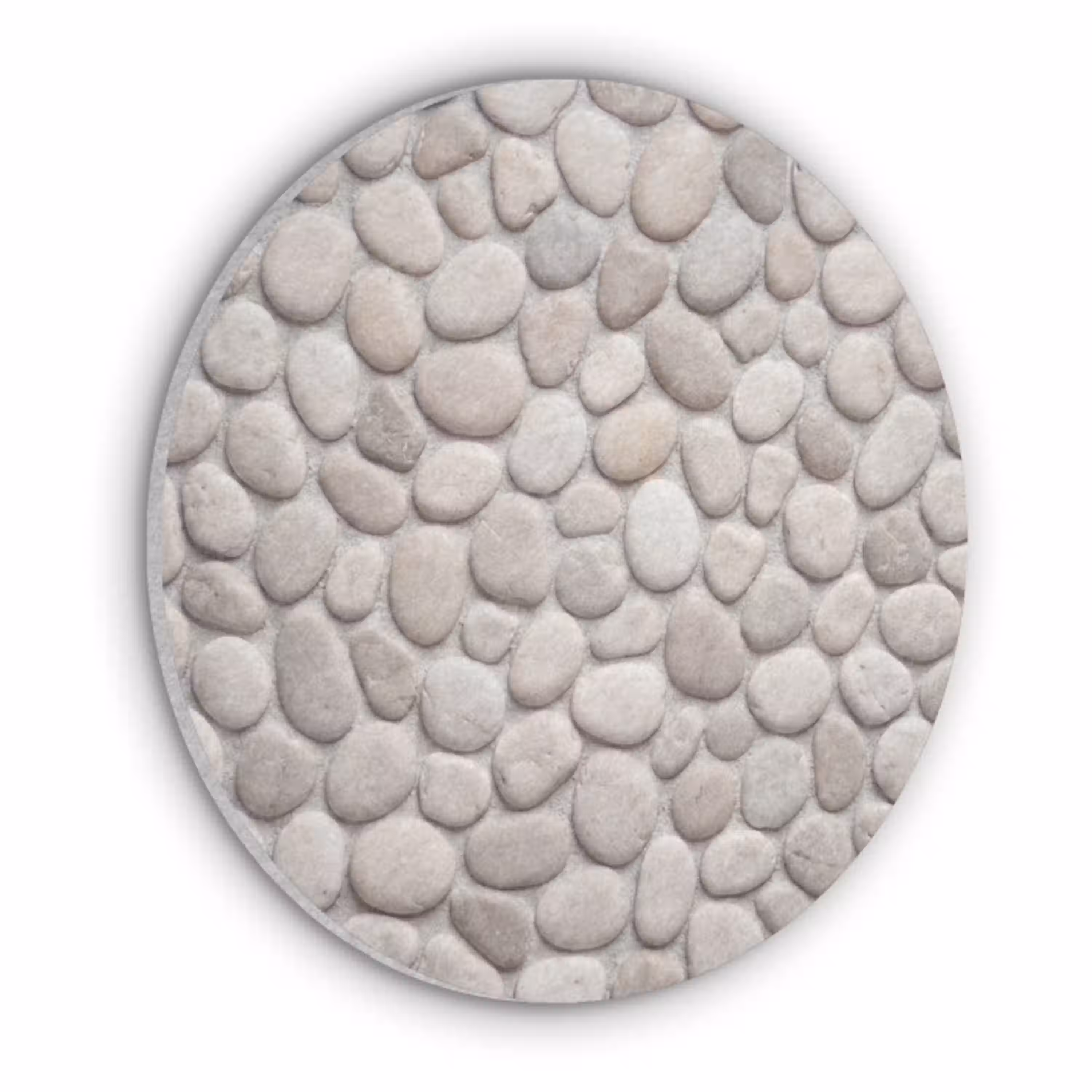 Steen - Kiezel - Natuur - Minimalistisch - Beige Akoestische PET Vilt - Rond klein -3d