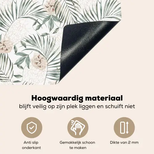 Boho - Jungle - Bloemen - Bladeren Inductie beschemer met haakjes klein -ky-onderkant-nl