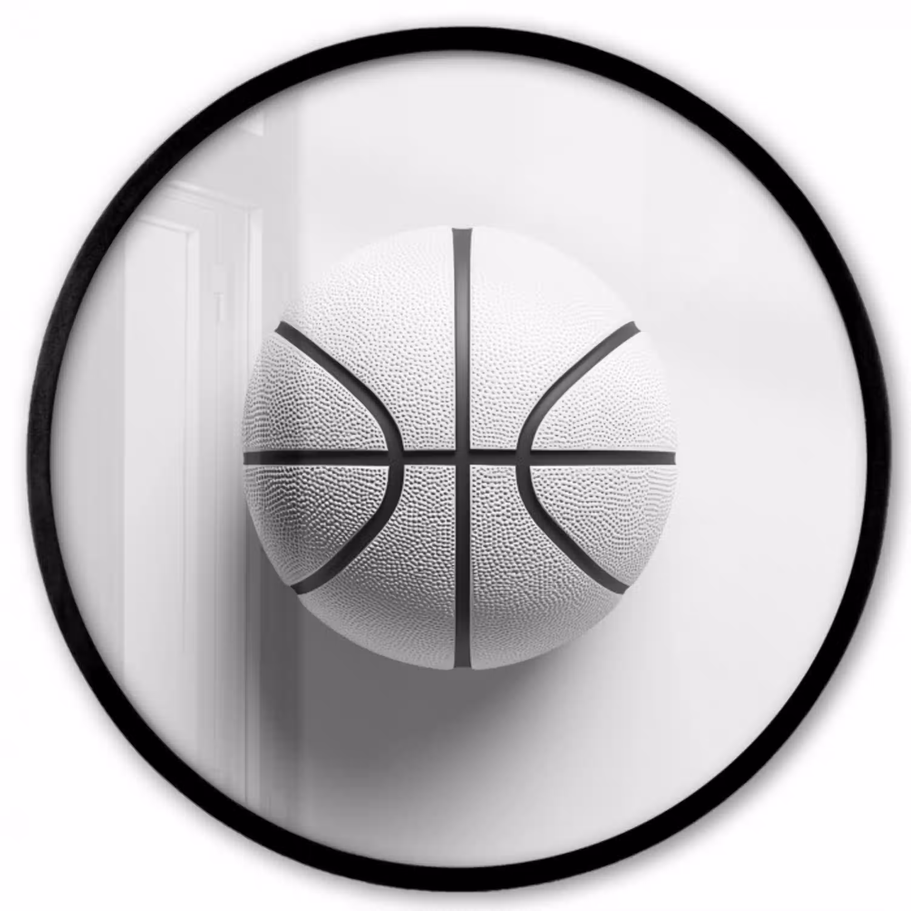 Basketbal - Wit - Schaduw - Lijnen Fotolijst rond zonder passe partout klein -3d