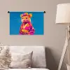 Muis - Kimono - Bloemen - Blauw Wandkleed katoen klein -sfeer4