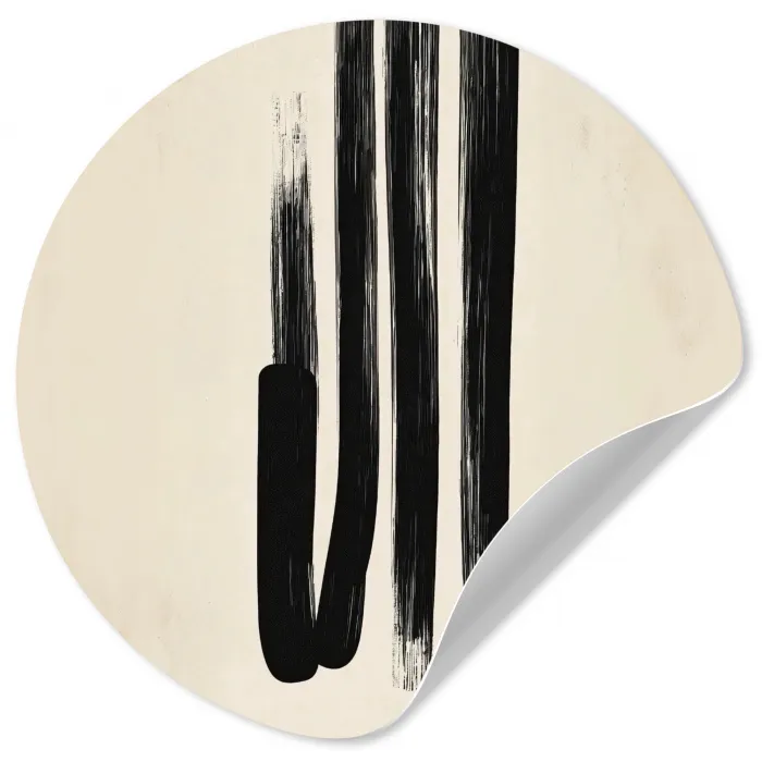 Penseelstreken - Verticaal - Zwart Wandcirkel behangsticker klein -3d