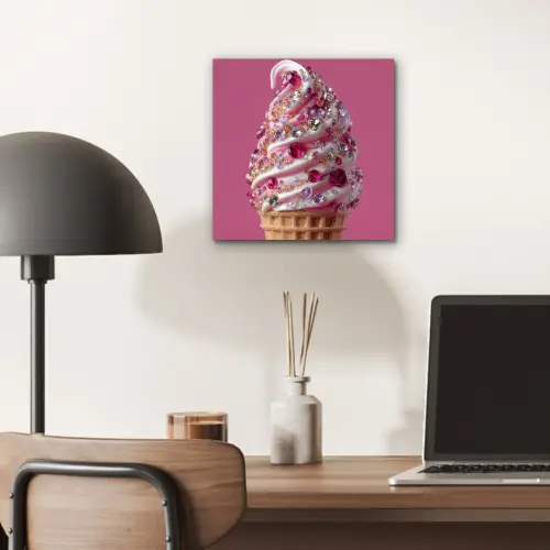 Softijs - Edelstenen - Roze - Hoorntje aluminium wit klein -sfeer5