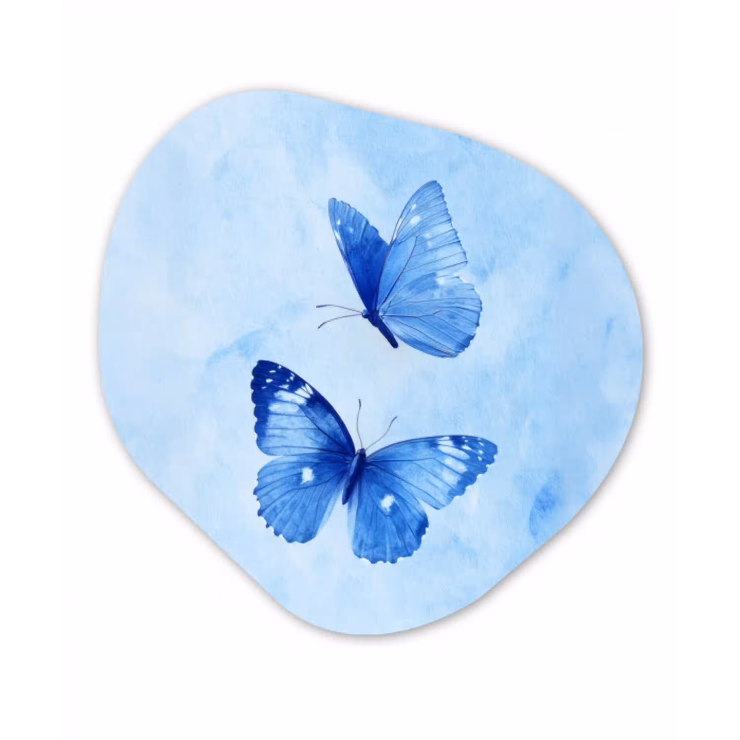Vlinders - Sierlijk - Blauw Wandcirkel Organisch Forex 3mm klein -3d