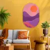 Zon - Heuvels - Paars - Abstract Wandcirkel Ovaal Glas middel -sfeer4