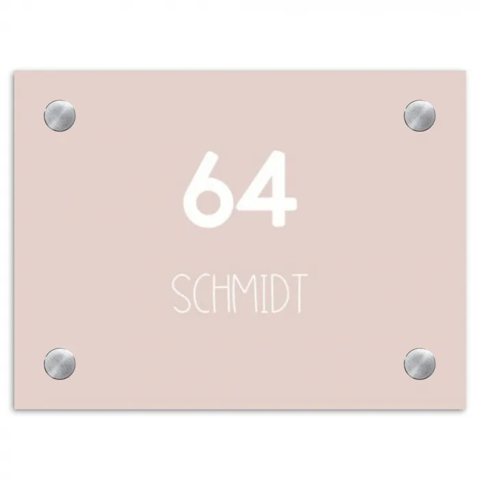 Lichtroze - Modern Naambord Rechthoek middel -3d