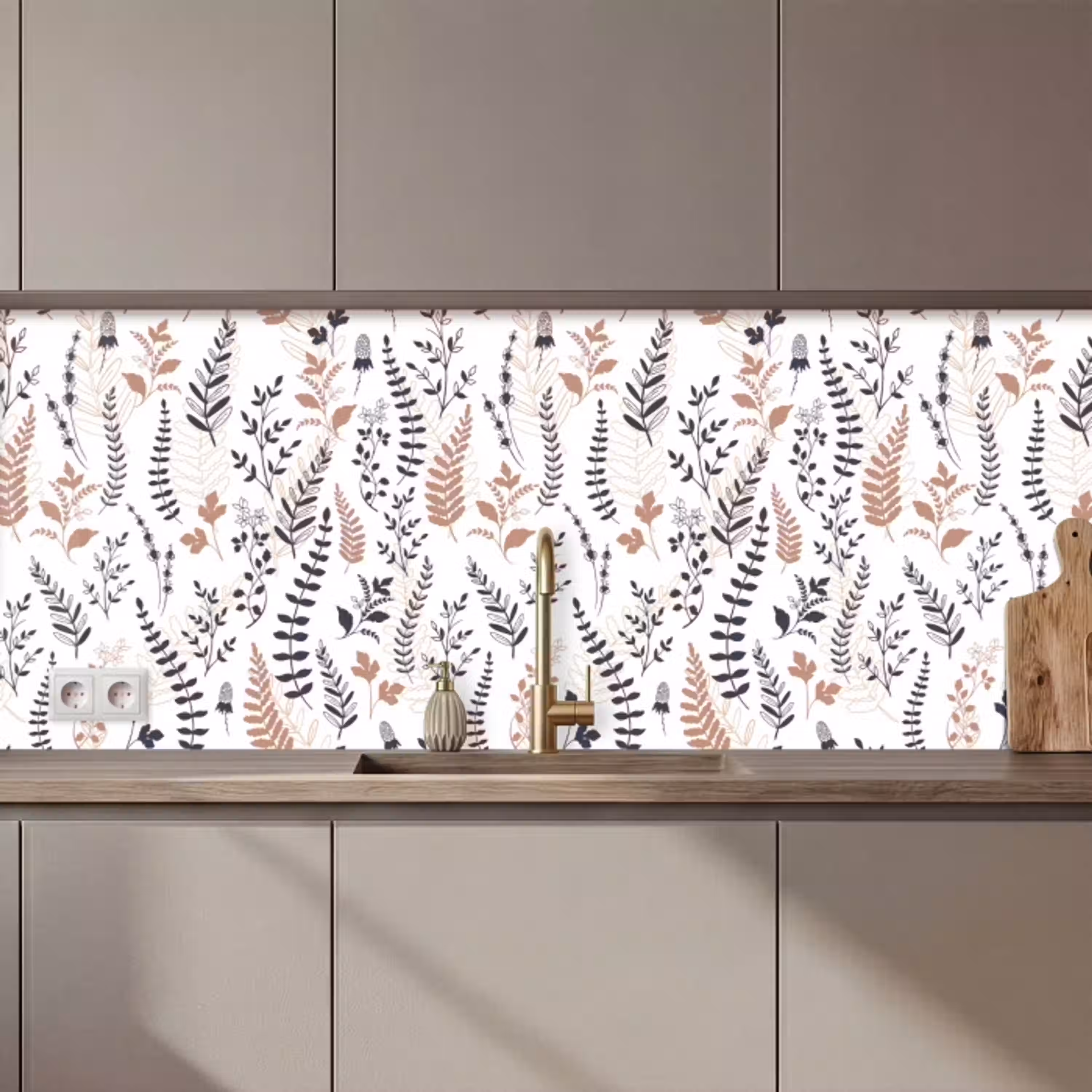 Bladeren - Bloemen - Design keuken achterwand 2 middel 871 zz_3dshopping