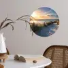 Zonsondergang - Strand - Duin - Gras - Bank Wandcirkel behangsticker klein -sfeer3