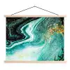 Marmerlook - Blauw - Goud - Glitter - Luxe - Marmer textielposter latten blank klein -3d