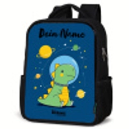 Dino - Planeet - Ster - Blauw Rugzak - Zwart middel -schuin